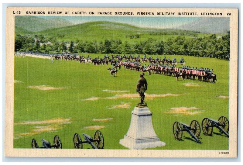 c1940 Garrison Review Cadets Parade Grounds Virginia Military Lexington Postcard