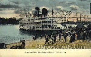 Boat Landing Mississippi River Ferry Boat, Ferries, Ship Clinton, Iowa, USA 1...