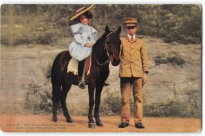 Riding Animals, Welch Pony, New York Zoo, Girl on Pony 1910s Antique Postcard