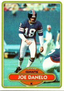 1980 Topps Football Card Joe Danelo K New York Giants sun0050