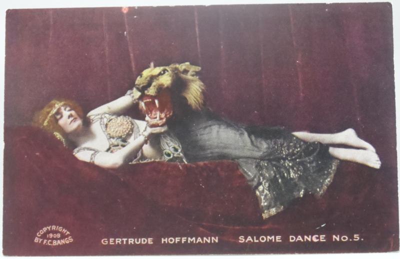 VINTAGE 1908 FC BANGS GERTRUDE HOFFMANN DANCE POSTCARD UNUSED LADY WOMAN COLORED