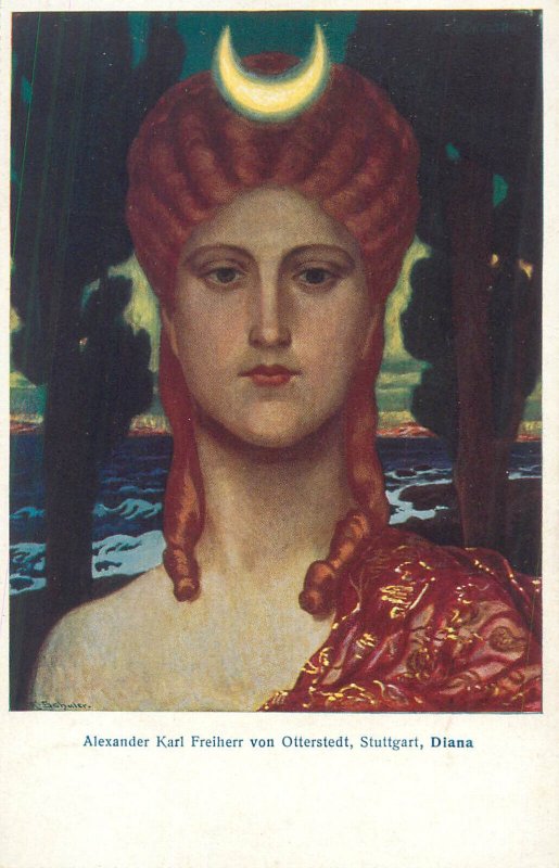 Alexander Karl Freiherr von Otterstedt, Stuttgart, Diana portrait art nouveau 
