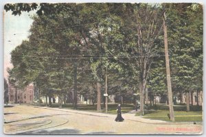 1909 Ashtabula Ohio North Park Street Scene Woman J. Murray Jordan Postcard