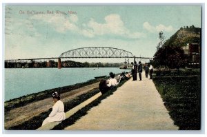 1909 On The Levee Beach Seaside Tourist Truss Bridge Red Wing Minnesota Postcard