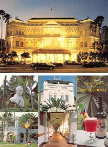 2~4X6 Postcards Singapore RAFFLES HOTEL Night View~Grounds~Singapore Sling Drink