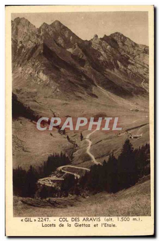 Old Postcard Col des Aravis laces Giettaz and Etale