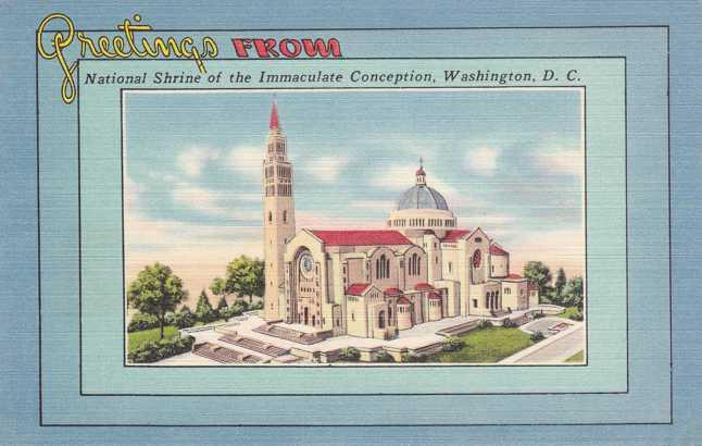 Greetings from National Shrine of the Immaculate Conception Washington DC Linen