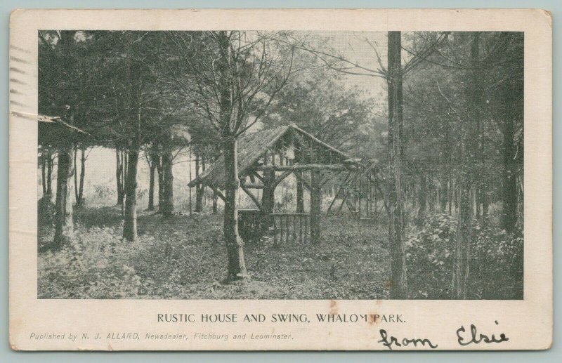 Lunenburg Massachusetts~Whalom Park~Rustic House & Swing~c1904~Postcard 