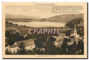 Old Postcard Auvergne poetic Lake and the Village of Aydat