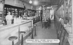 Scottsville Kentucky Atwood Drug Store Interior Vintage Postcard AA54546