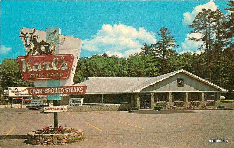 1960s Karl's Hofbrau Restaurant roadside Weirs Beach New Hampshire 10929