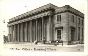 Rockford IL Post Office c1940s Real Photo Postcard