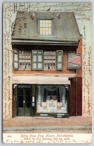 Vintage Postcard 1906 Betsy Ross House Building Main Door Entrance Phil. Penn PA