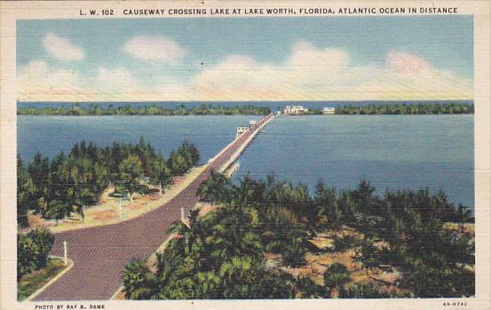 Causeway Crossing The Lake At Lake Worth Florida 1936 Curteich