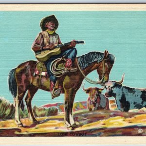 1944 Lone Cowboy - Linen West Art Painting Lon Megargee Teich PC Lollesgard A208