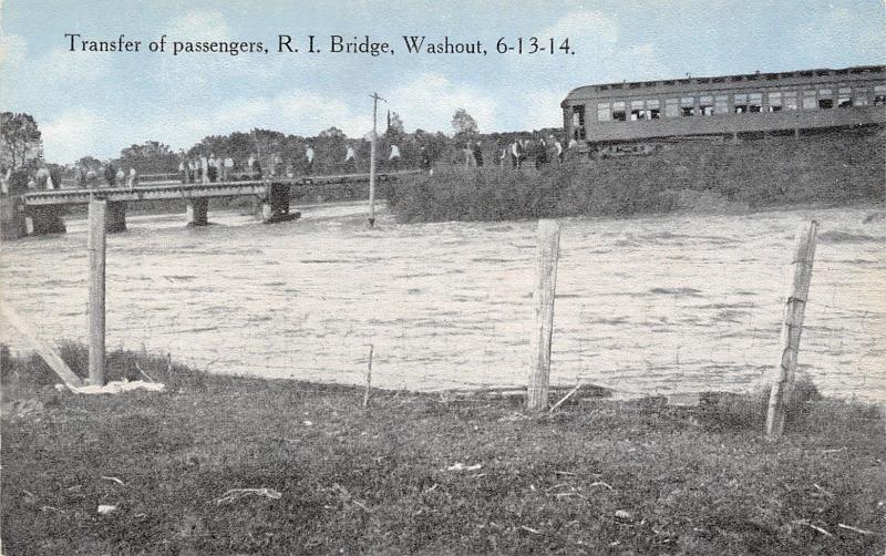 Luverne MN~Omaha Rock Island Bridge Washout~Train Passenger Transfer~6-13-1914 