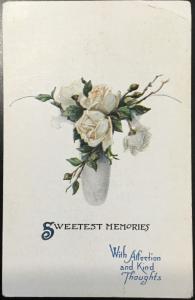 Postcard Embossed Used “Sweetest Memories” Flowers KS LB