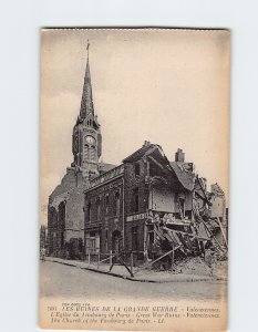 Postcard The Church of the Faubourg de Paris Great War Ruins Valenciennes France