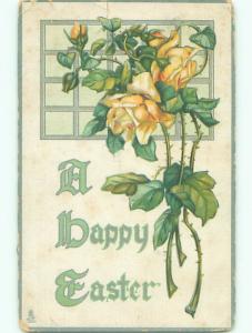 Tape Repair Pre-Linen easter YELLOW ROSE FLOWERS BY THE WINDOW k2369