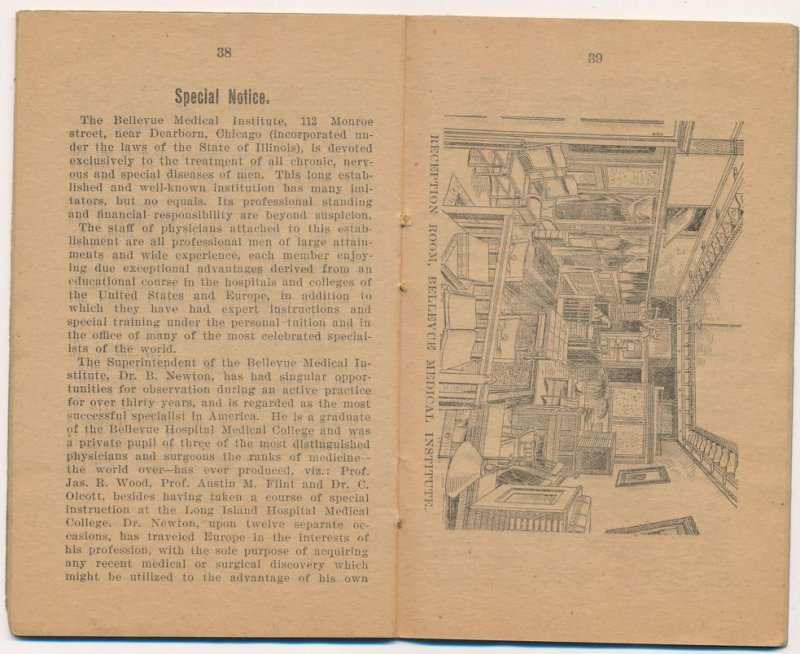 Paper Booklet -Marriage & Health Diseases of Mind & Body Bellevue Med Inst 1897