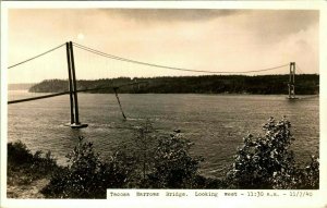 Vtg EkC RPPC - Tacoma Narrows Bridge Looking West Just After Collapse 11/7/40