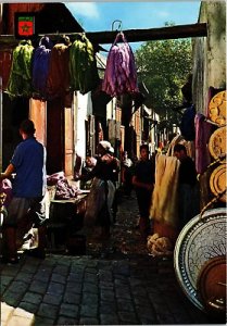 VINTAGE CONTINENTAL SIZE POSTCARD MARKET FOR SEBBAGHINE DYERS AT FES MOROCCO