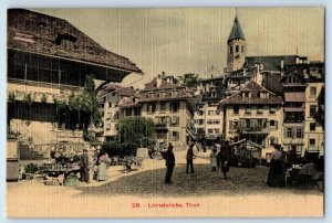 Thun Bern Switzerland Postcard Scene of Linne Bridge in Thun District c1930's