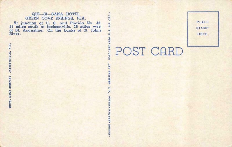 GREEN COVE SPRINGS, FL Florida  HOTEL QUI-SI-SANA  Clay County  c1920's Postcard