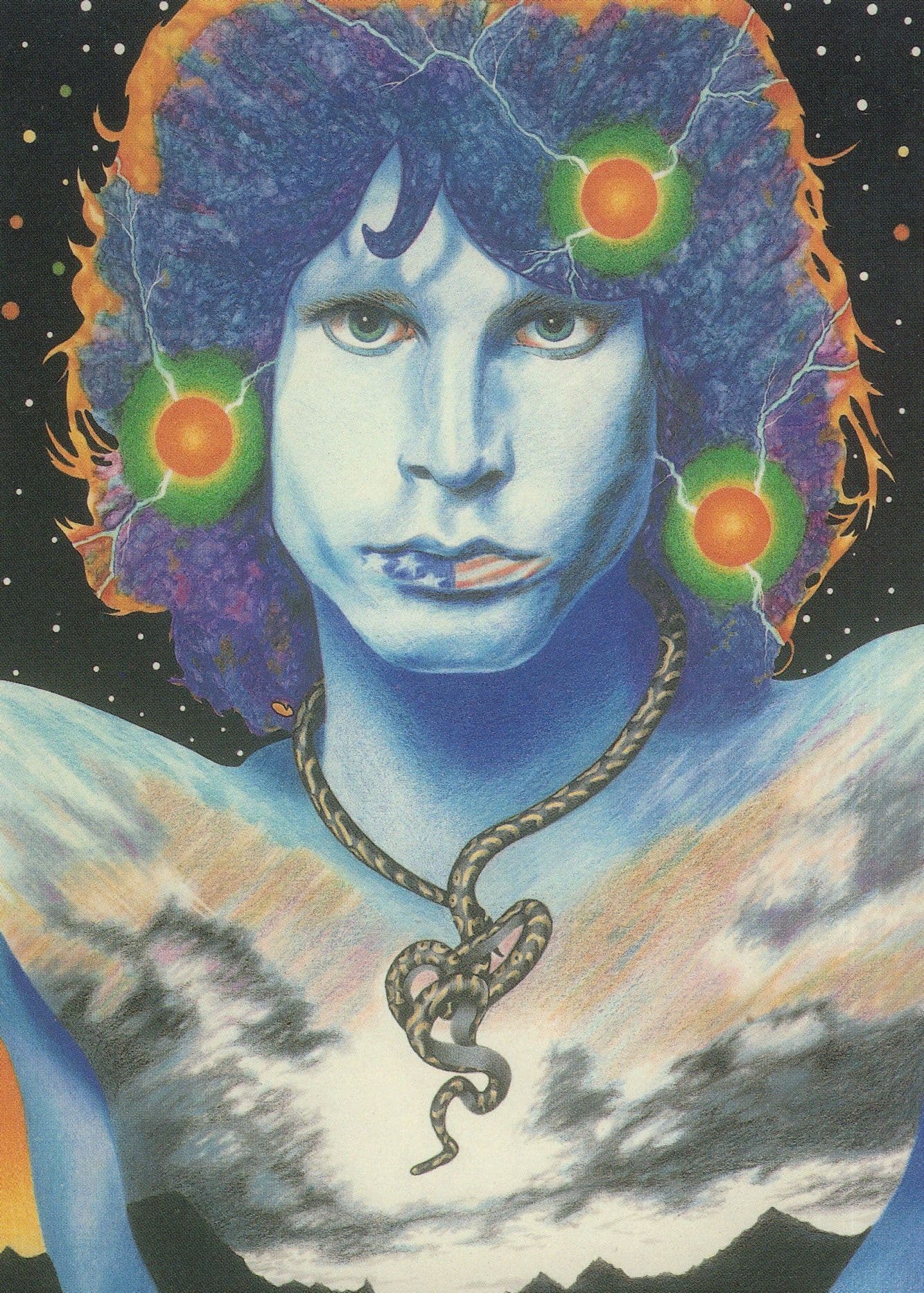 Jim Morrison The Doors Damaged Goods Snake Rare Painting Postcard