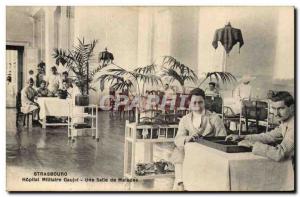 Postcard Old Sante Strasbourg Army Military Hospital Gaujot A room patients