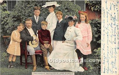 President Roosevelt and Family 1908 crease right top corner, writing on front