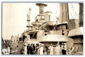 c1920's US Colorado Superstructure View US Navy Sailors RPPC Photo Postcard