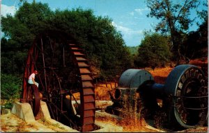 Vtg Angels Camp California Mother Lode Old Water Wheel Pelton Gold Mine Postcard