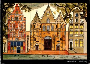 The Waag, fireplace tile tableau Marriott Amsterdam Postcard