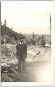 x8 LOT c1910s Men Pose Outdoors RPPC Gentleman Nature Real Photo Postcards A175