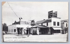 J94/ Wahpeton North Dakota Postcard c1940s Braun's Gas Station 335