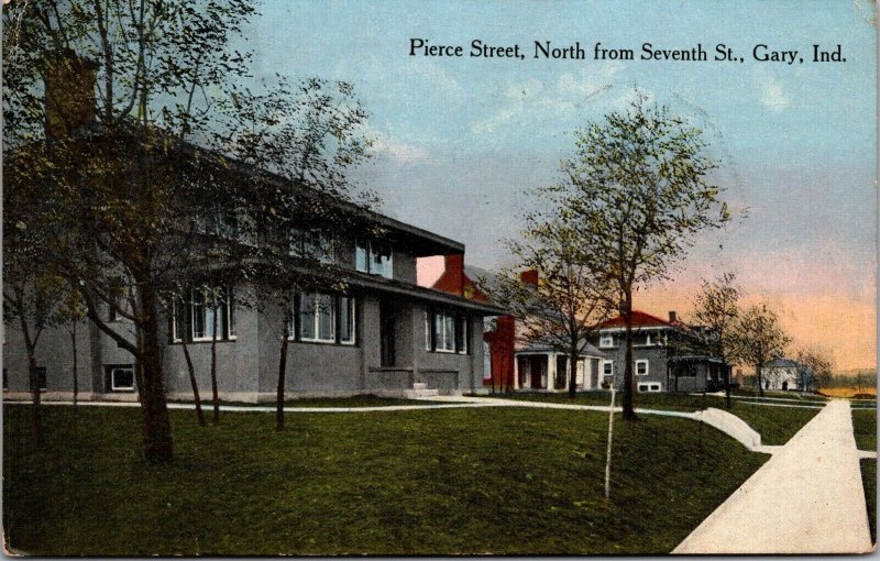Postcard Pierce Street, North from Seventh Street in Gary, Indiana~3152