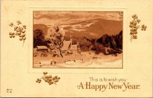 VINTAGE POSTCARD HAPPY NEW YEAR GREETINGS MAILED PUTNEY VERMONT DEC 24 1915