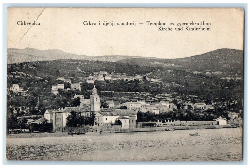 1913 Sanatorij Church and Children's Home Cirkvenica Croatia Postcard