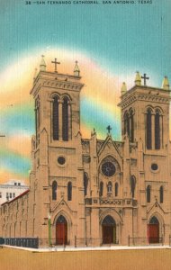 San Antonio Texas,San Fernando Cathedral Original Parish Church Vintage Postcard