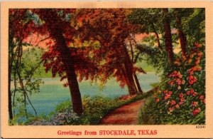 Scenic View, Greetings From Stockdale TX Vintage Postcard S80