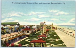 Postcard - Overlooking Beautiful Oceanfront Park and Promenade - Florida