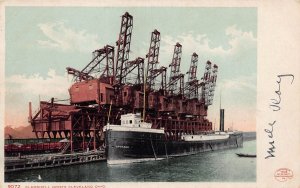 J76/ Cleveland Ohio Postcard c1910 Clamshell Hoists Ore Coal Ship 42
