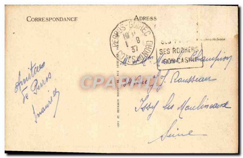 Old Postcard Perros Guirec View Generale De Trestraou