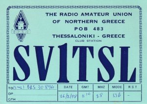 Thessaloniki Greece 1970s QSL Amateur Radio Contact Card