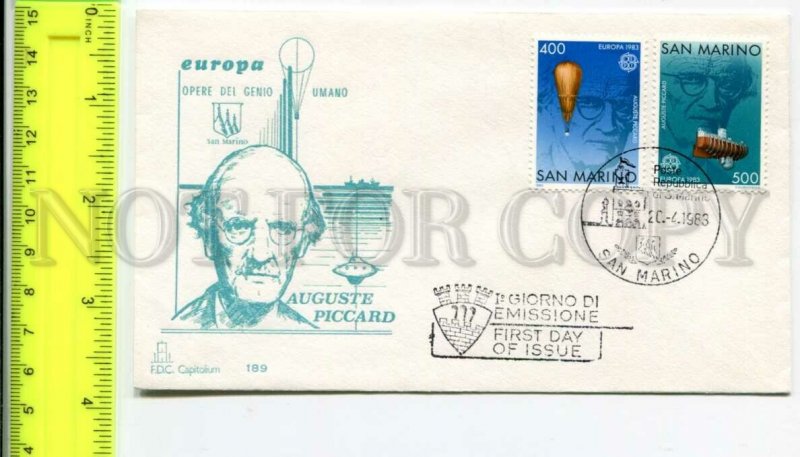 426292 SAN MARINO 1983 DIVING Auguste Piccard FDC Cover