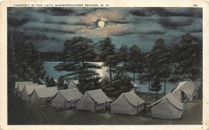 Lake Winnipesaukee New Hampshire 1931 Postcard Camping In The Lake