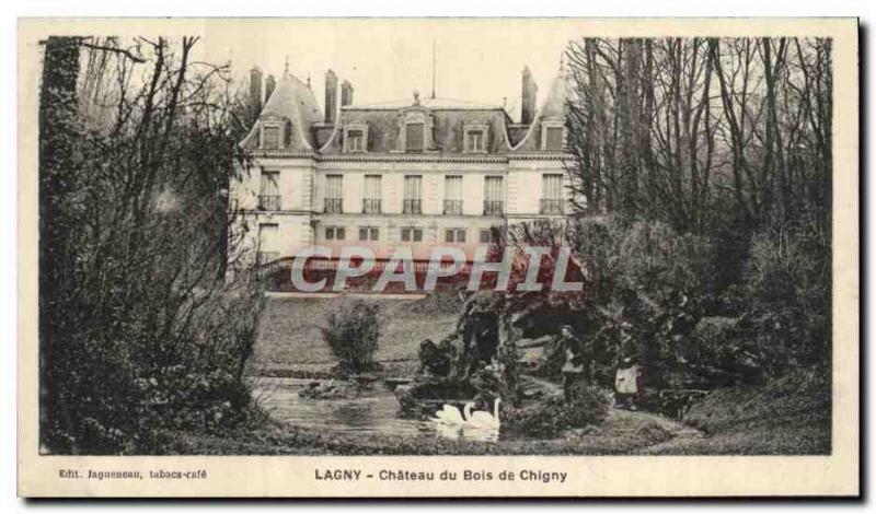 Postcard Old Lagny Chateau Du Bois De Chigny Swans