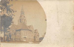 c1910 RPPC Real Photo Postcard Stone Church Building Unknown Location Ohio?