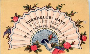 1880s Turnbull's Hats Fulton Street Brooklyn NY New York Business Card Ad